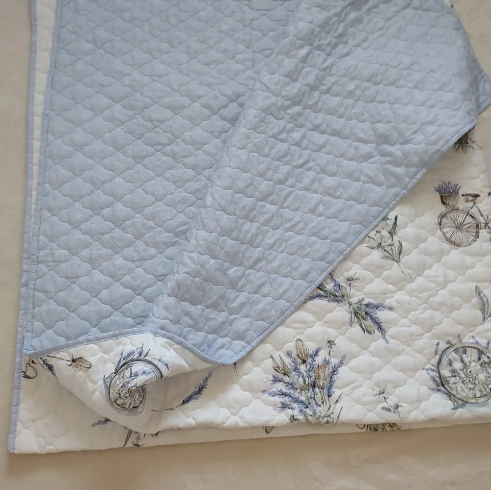 French Provencal lavender floral bouquet quilt Bedspread + 1 pillow sham